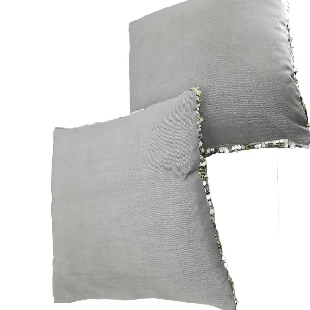 Thro by Marlo Lorenze Silver Sequin Paillets Set of 2 Pillows 17
